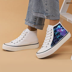 Cyberpunk Anime Girl Canvas Sneakers Lace Up Wear Resistance Shoes