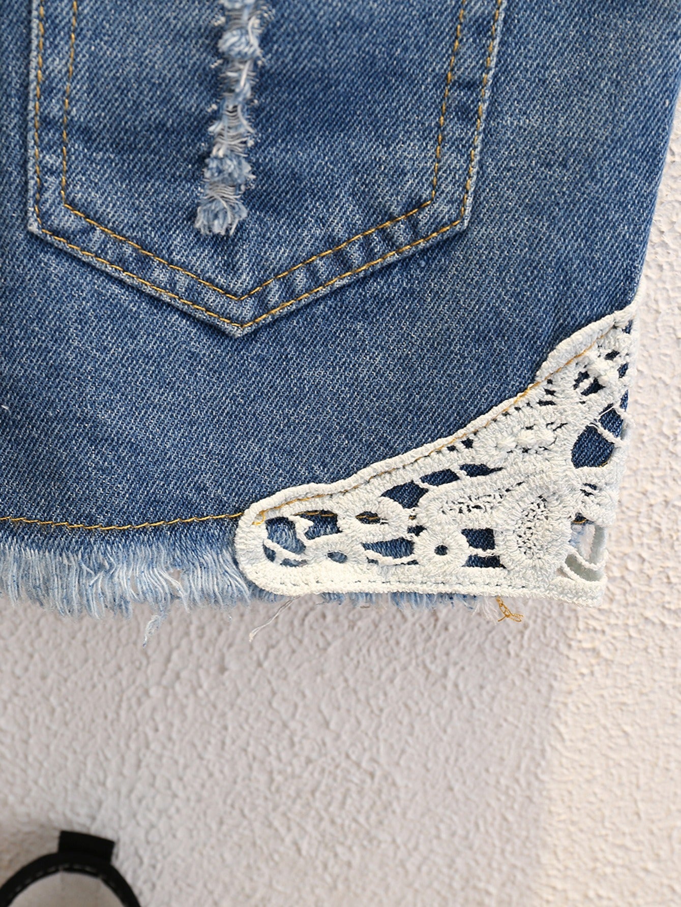 Toddler Girls Floral Trim Denim Shorts