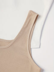 4 Pack Plus Size Ribbed Round Neck Tank Top High Stretch