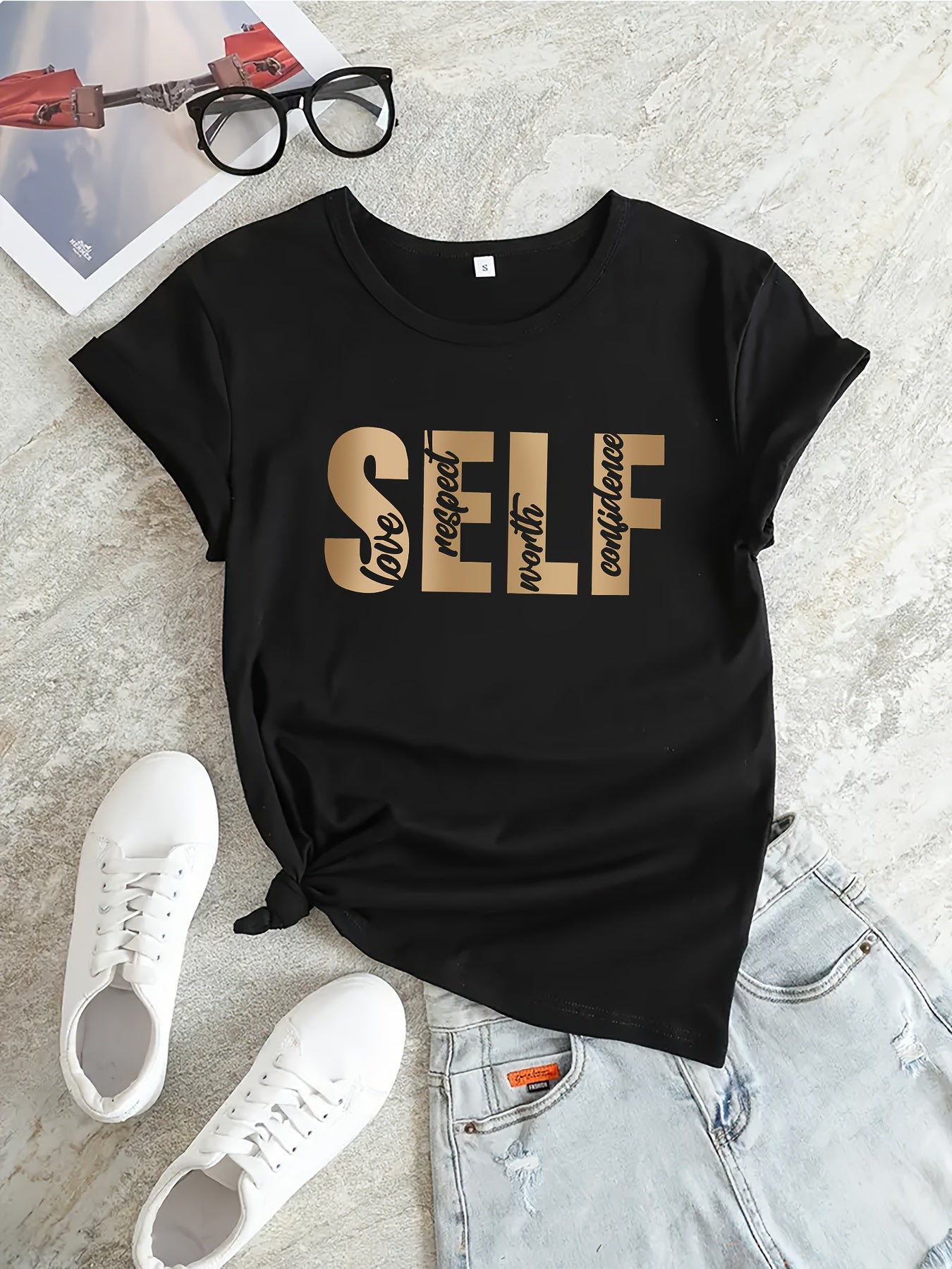 Women's Letter Graphic Breathable Sports T-shirt