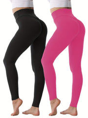 2Pcs High Waist Stretchy Cropped Leggings Women's Activewear