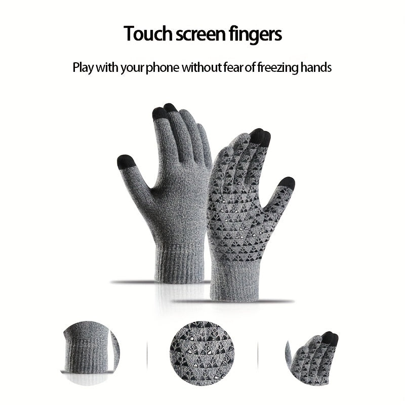 Winter Knitted Gloves Touch Screen Warm Anti Slip Cycling