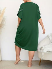 Striped Print Round Neck Tee Sleep Dress