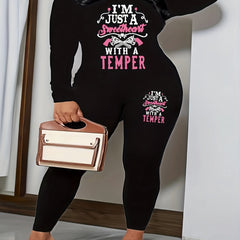 Slogan Print Long Sleeve Top & Leggings Set