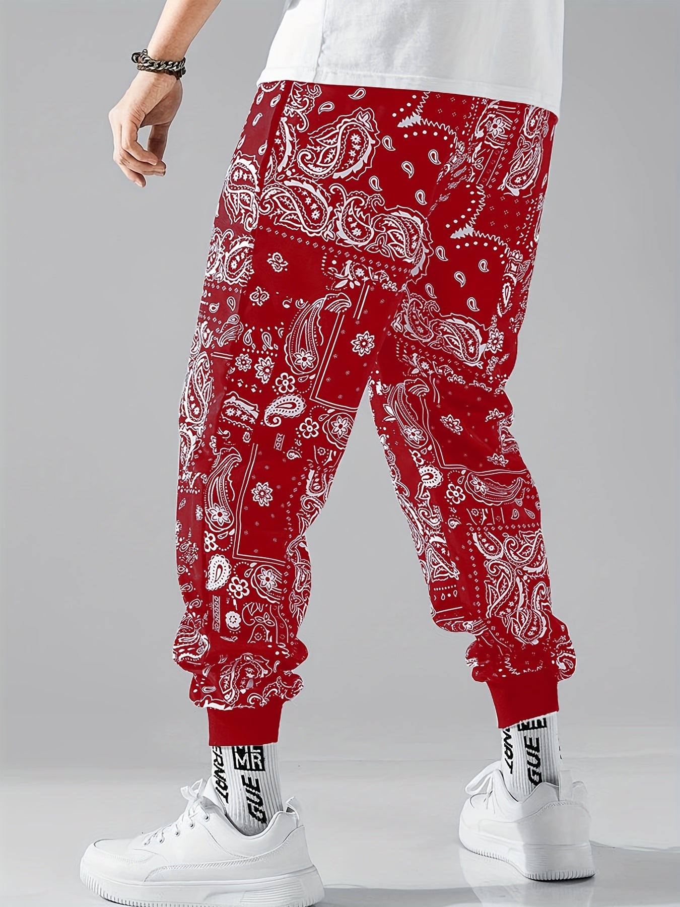 Men's Graphic Cargo Pants With Drawstring Comfy Casual Slightly Stretch Pants