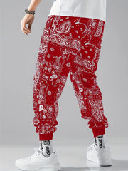 Men's Graphic Cargo Pants With Drawstring Comfy Casual Slightly Stretch Pants
