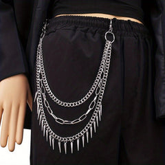 Alloy Geometric Pendant Chain Hip Hop Denim Waist Belt