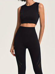 2pcs High Waisted Leggings for Women Hollow Out Breathable Workout Pants