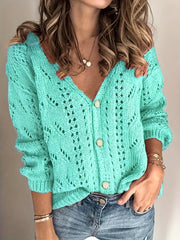 Casual Cardigan Hollow Out Long Sleeve Button Up
