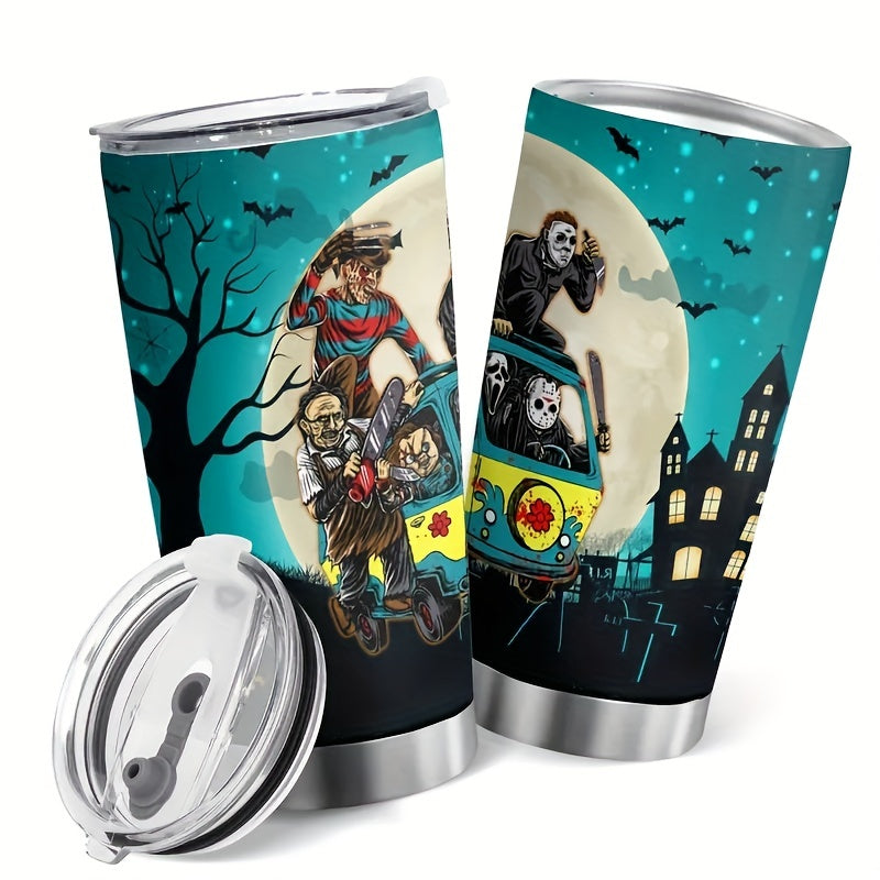 590ml Halloween Printed Stainless Steel Water Cup Double layer Leakproof Bottle