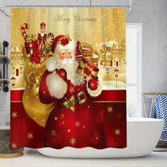 Santa Claus Shower Curtain Set Christmas Decorations