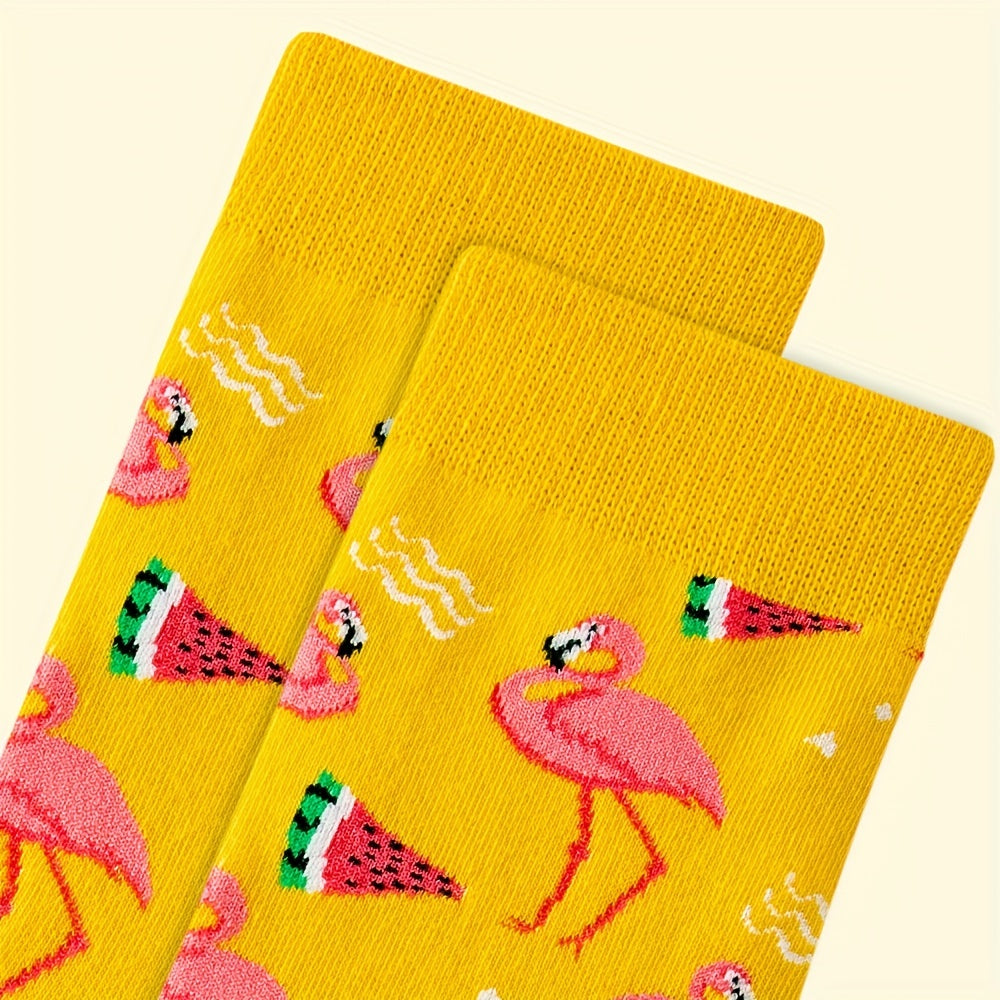 Flamingo Print Mid Tube Socks Women's Stockings