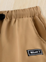 Boys Casual Letter Cargo Pants Elastic Waist Jogger Pants Kids Clothing