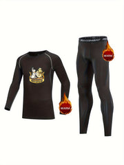 Kid's Compression Fleece Set Football Pattern Pullover & Pant