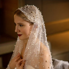 Wedding Baroque Faux Pearl Veil Accessory Long Veils With Comb 1 Tier Bride Veil