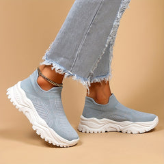 Women's Light Running Shoes Textured Sports Shoes Breathable Slip-on Sneakers
