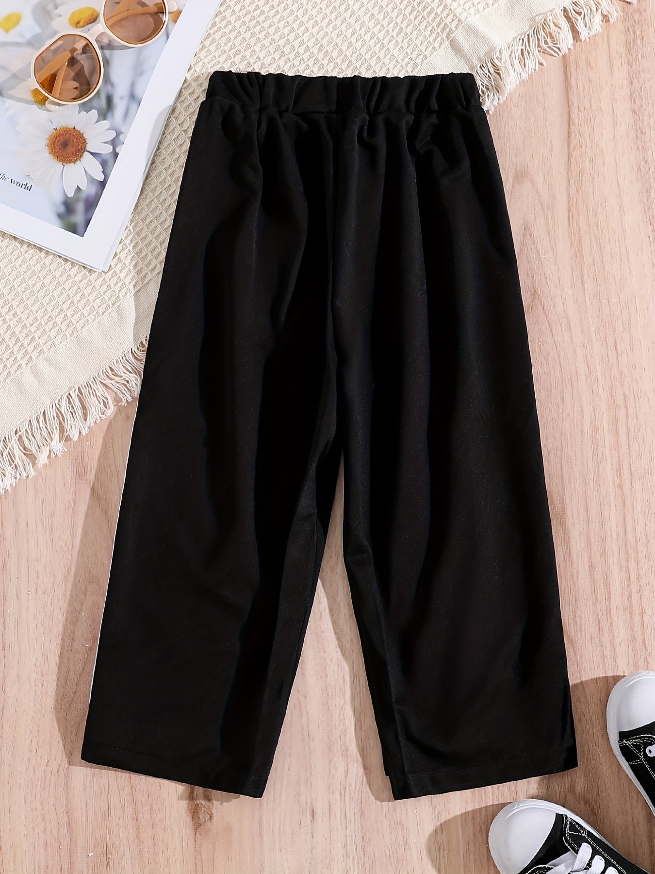 Toddler Girls Contrast Binding Sweatpants Elastic Waist Drawstring Casual Loose