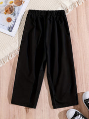 Toddler Girls Contrast Binding Sweatpants Elastic Waist Drawstring Casual Loose