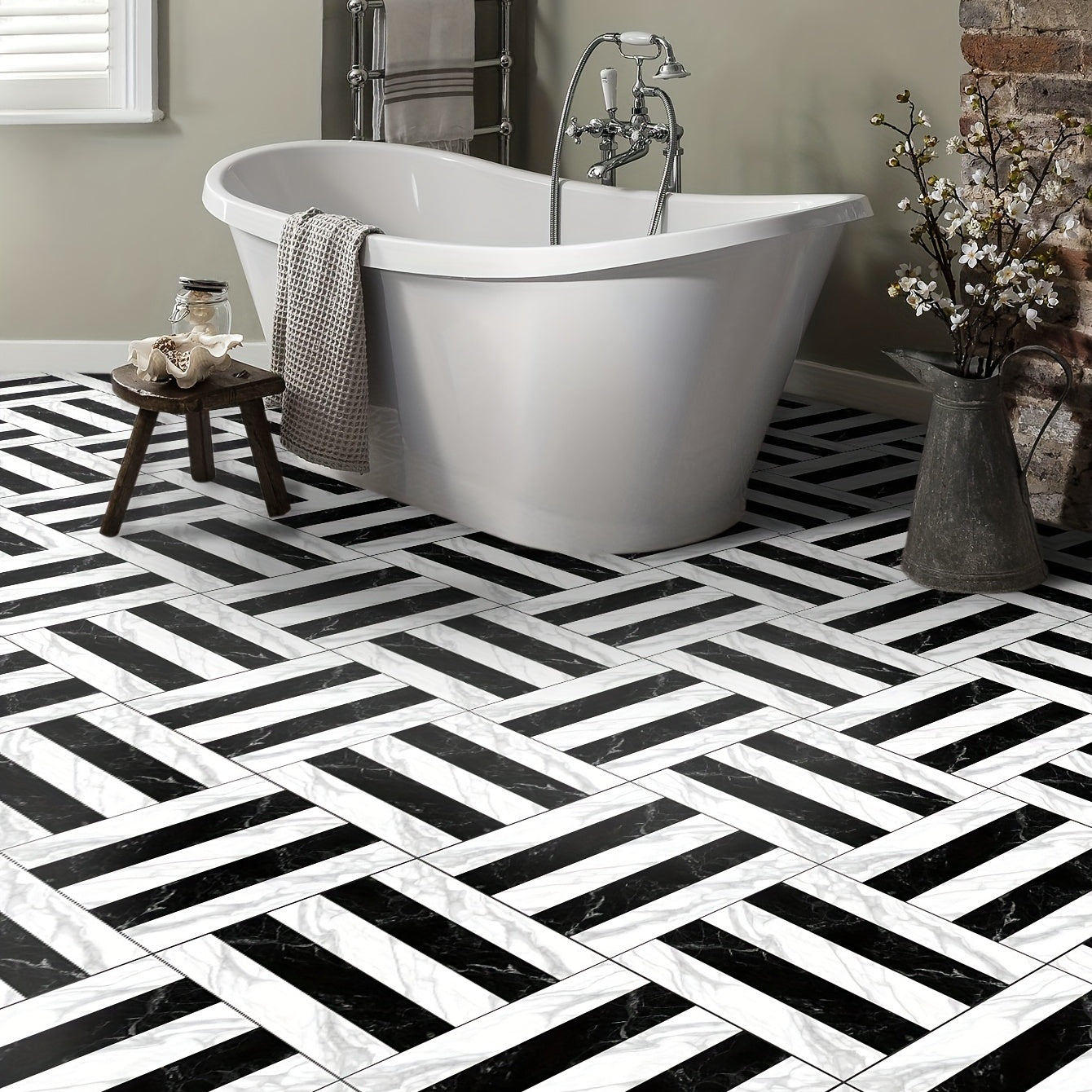 9pcs Marble & Floor Tile Sticker Waterproof PVC Wall Sticker