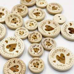 50pcs Heart Wood Buttons Sewing Scrapbooking Wooden Decorative