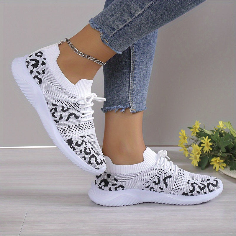 Women's Breathable Knit Sports Shoes Lace Up Running Tennis Lightweight Sock