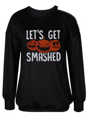 Pumpkin Graphic & Letter Print Sweatshirt for Halloween