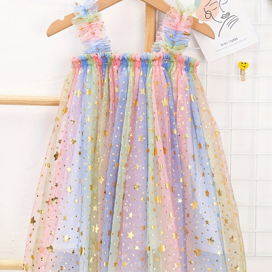 Rainbow Tulle Sling Dress for Summer Party Princess Dress