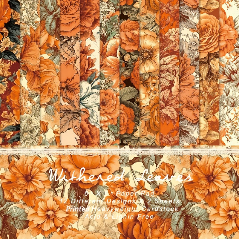 24 Sheets Flower Theme DIY Gift Wrapping Paper Greeting Cards