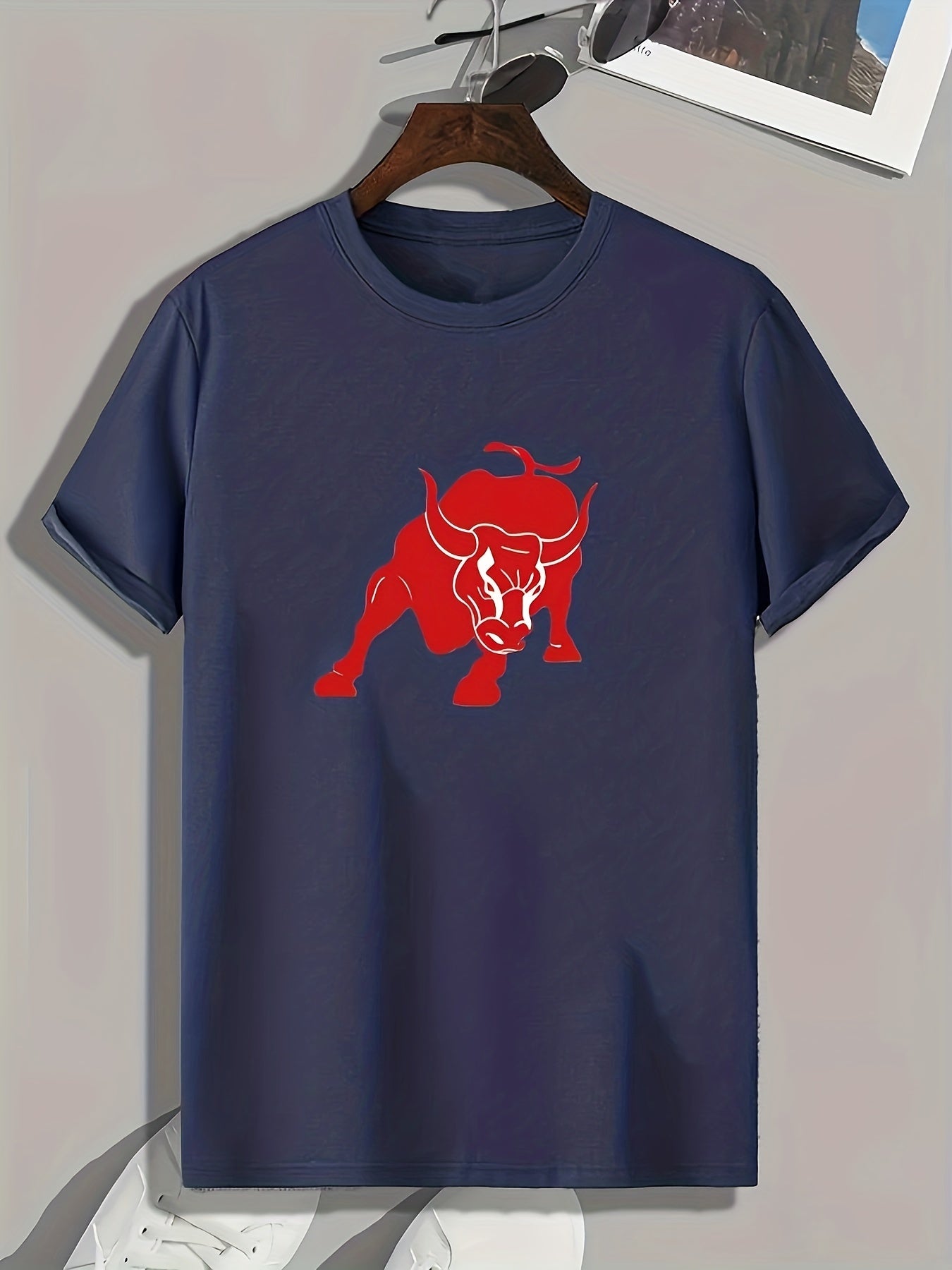 Ox Pattern Print Men's Comfy Sports T-Shirt