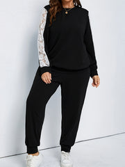 Contrast Lace Top & Joggers Set