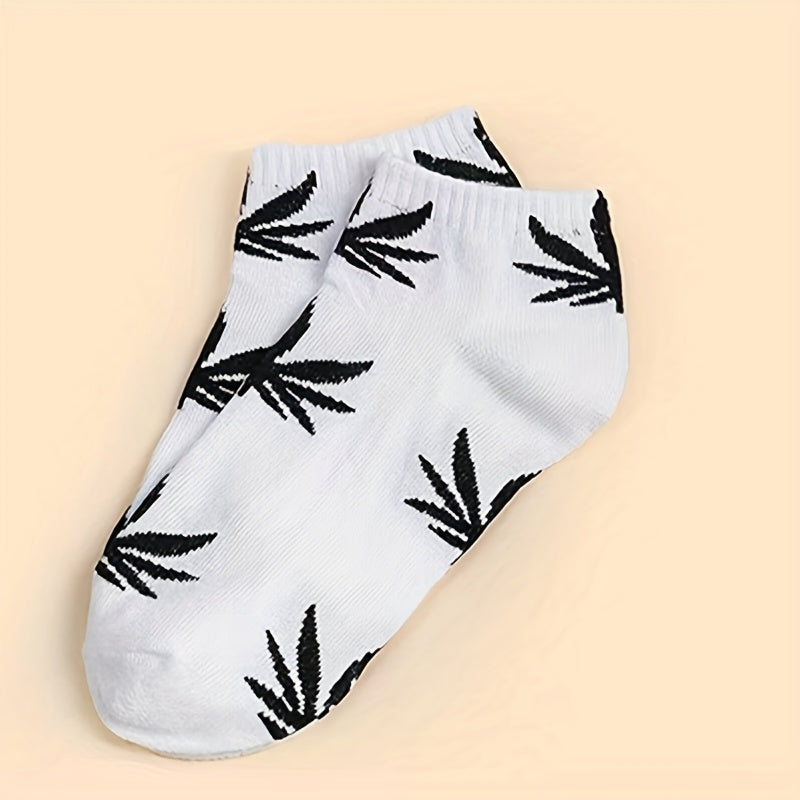 10 Pairs Leaf Pattern Socks Low Cut Ankle Socks Women's Stockings