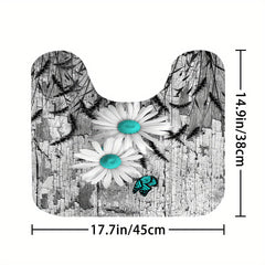 Daisy Shower Curtain Set Waterproof with Non-Slip Bathroom Rug