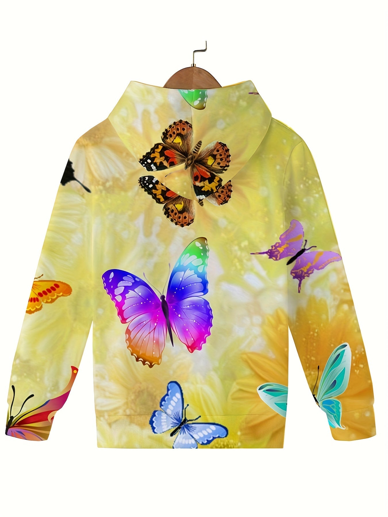 Butterfly Graphic Hooded Sweatshirt Girls Pullover - Fall