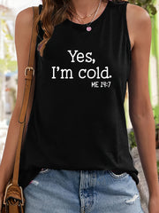 Letter Print Crewneck Tank Top Sleeveless Basic Top Women's Clothing