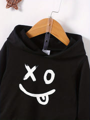 Boy's Cartoon Face 2pcs Hoodie & Sweatpants Set