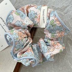 Floral Print Scrunchies Hair Tie Style Hair Rope Sweet Cartoon Bear Hair Accesso