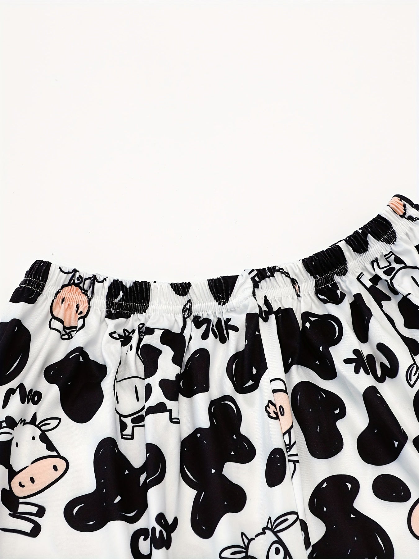 Cow Print Sleep Bottoms & Elastic Waistband Shorts Women's Sleepwear