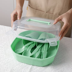 21pcs Outdoor Picnic Cutlery Set with Storage Box