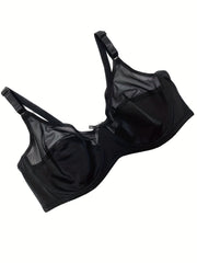 2 Pack Plus Size Sexy Bra Set Women's Plus Contrast Mesh Bow Detail Underwire