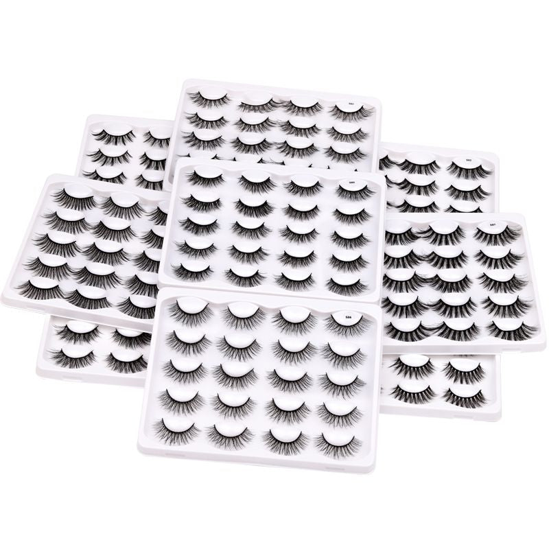 Vegan Natural Plant Fiber False Eyelashes Curly Full Cat Eye Faux Mink Lashes