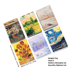 50 Piece Mini Painting Art Retro Journal Backing Paper Set