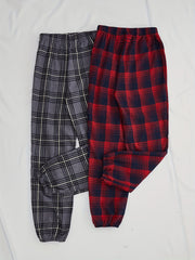Colorblock Plaid Sleep Bottoms Lace Up Home Sleep Pants Women's Sleepwear