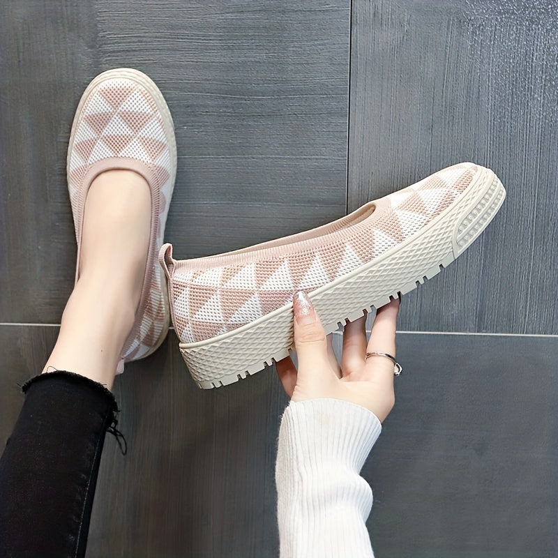 Women's Geometric Loafers Breathable Slip On Shoes Lightweight