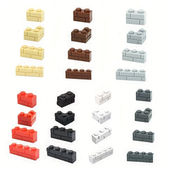 80pcs Mixed Small Grain 1x2 1 3 1 4 Right Angle Wall Bricks