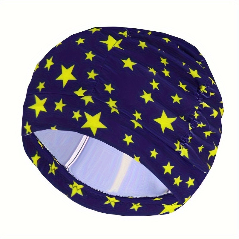 Women's Pleated Swim Cap High Elastic Fabric Pool Bathing Hat