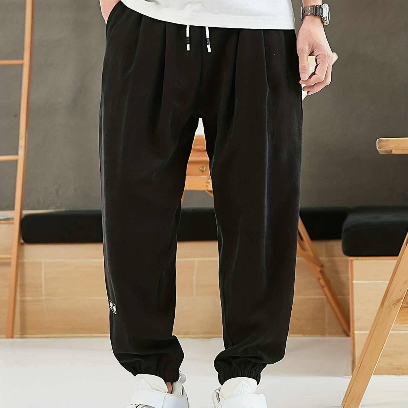 Men's Faux Suede Jogger Pants Loose Trousers