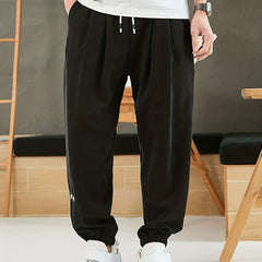 Men's Faux Suede Jogger Pants Loose Trousers