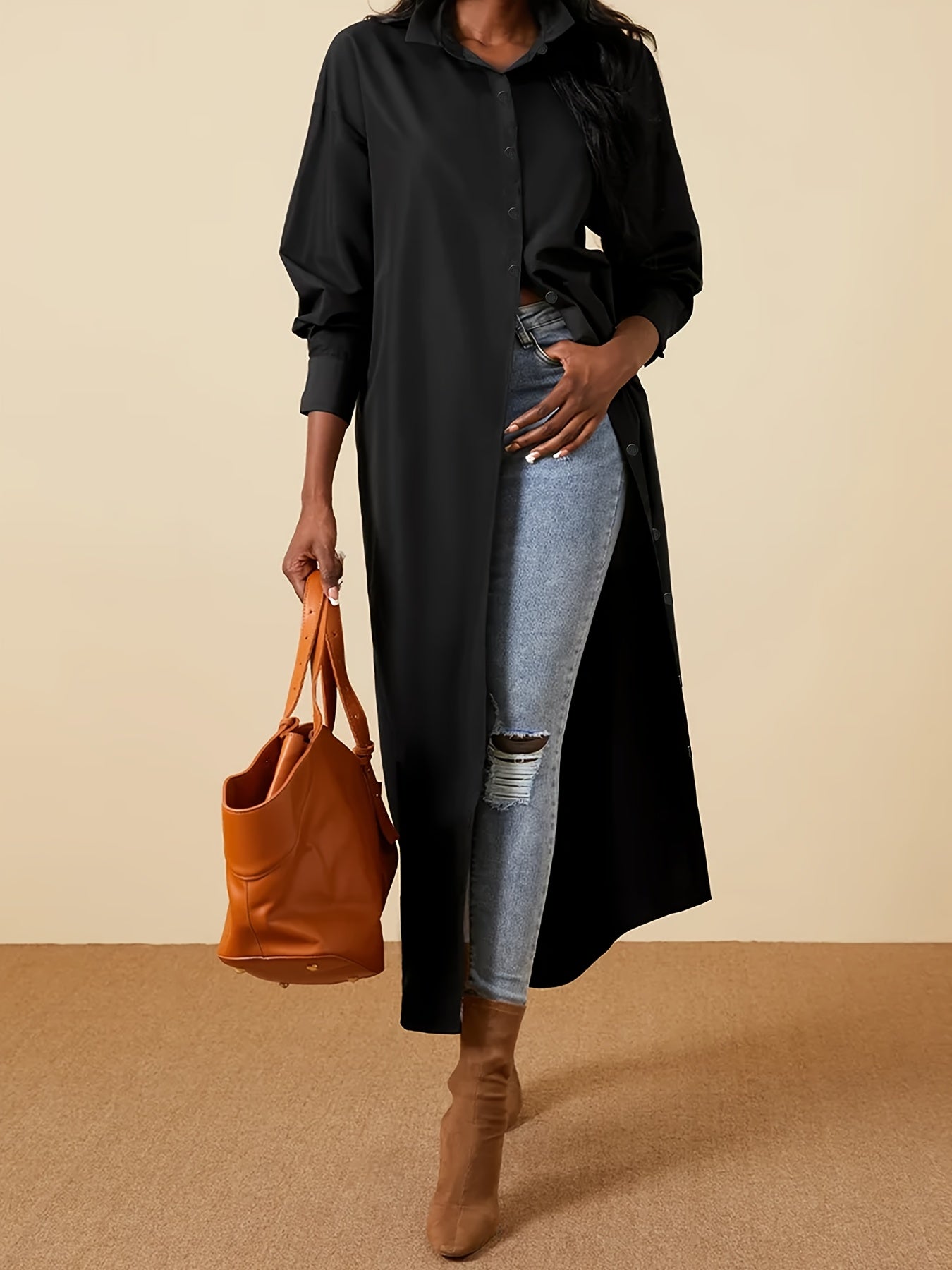 Casual Dress Women's Solid Long Sleeve Maxi Dress