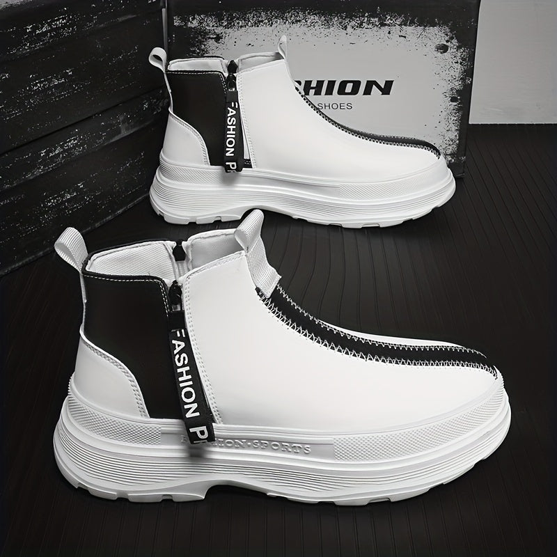 Men's Ankle Boots With Side Zipper Casual Walking Shoes