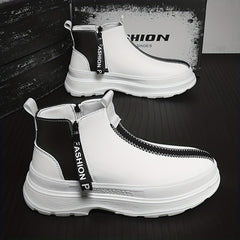 Men's Ankle Boots With Side Zipper Casual Walking Shoes